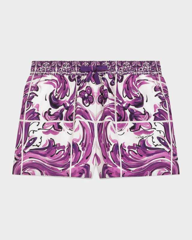 Girl's Maiolica Printed Shorts, Size 4-